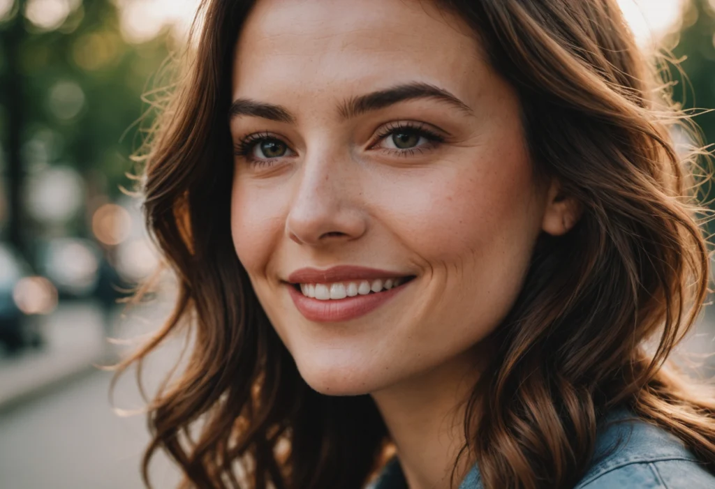 Женщина улыбается ухоженными губами