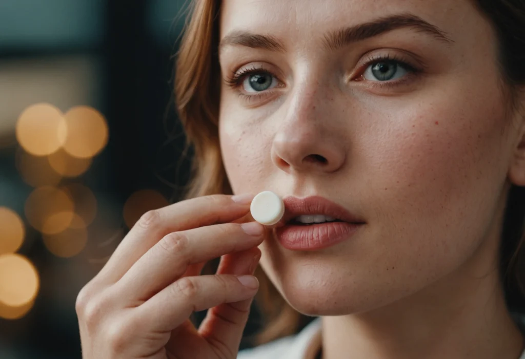 Девушка наносит бальзам